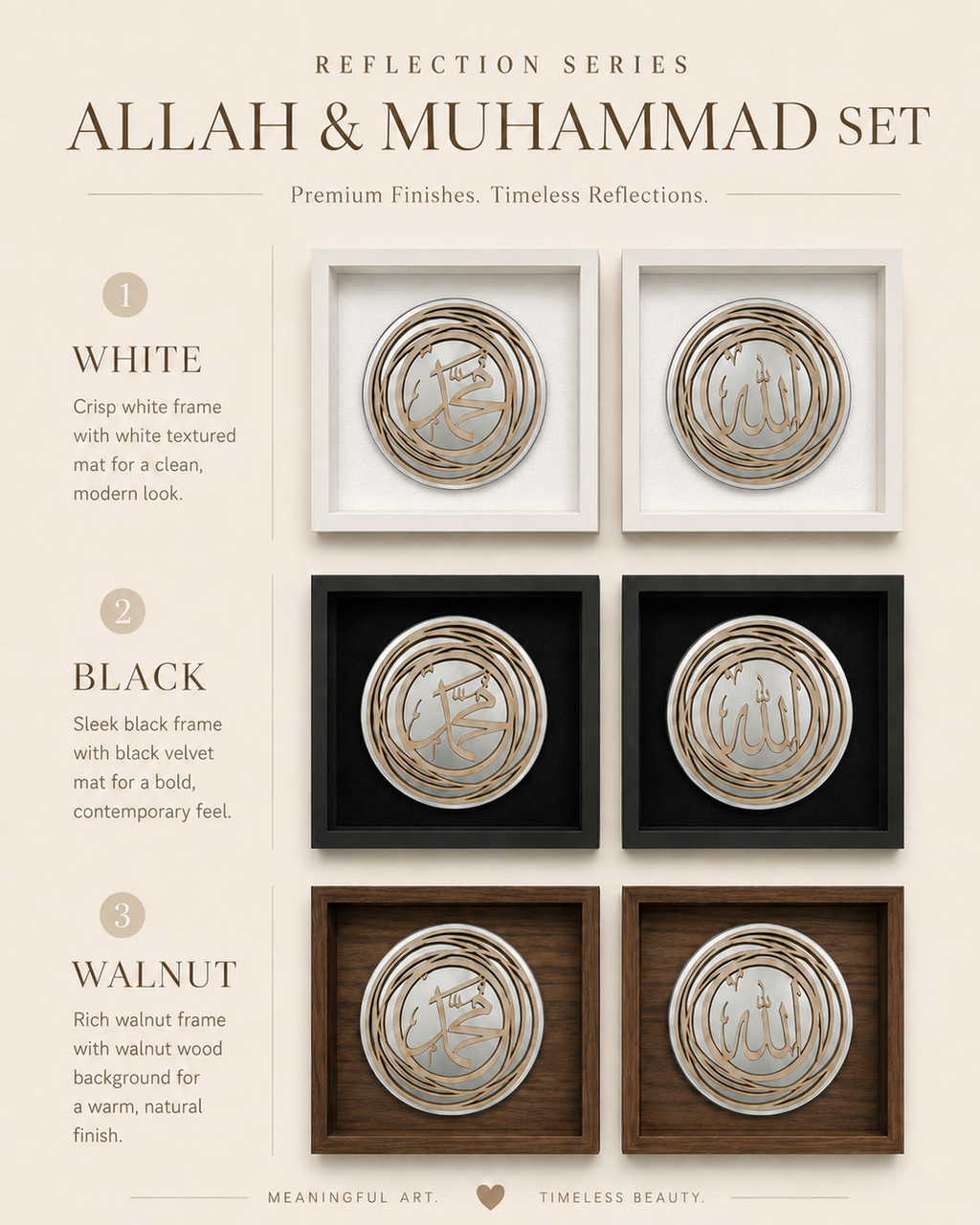 Muhammad (ﷺ) Reflection Shadow box - White