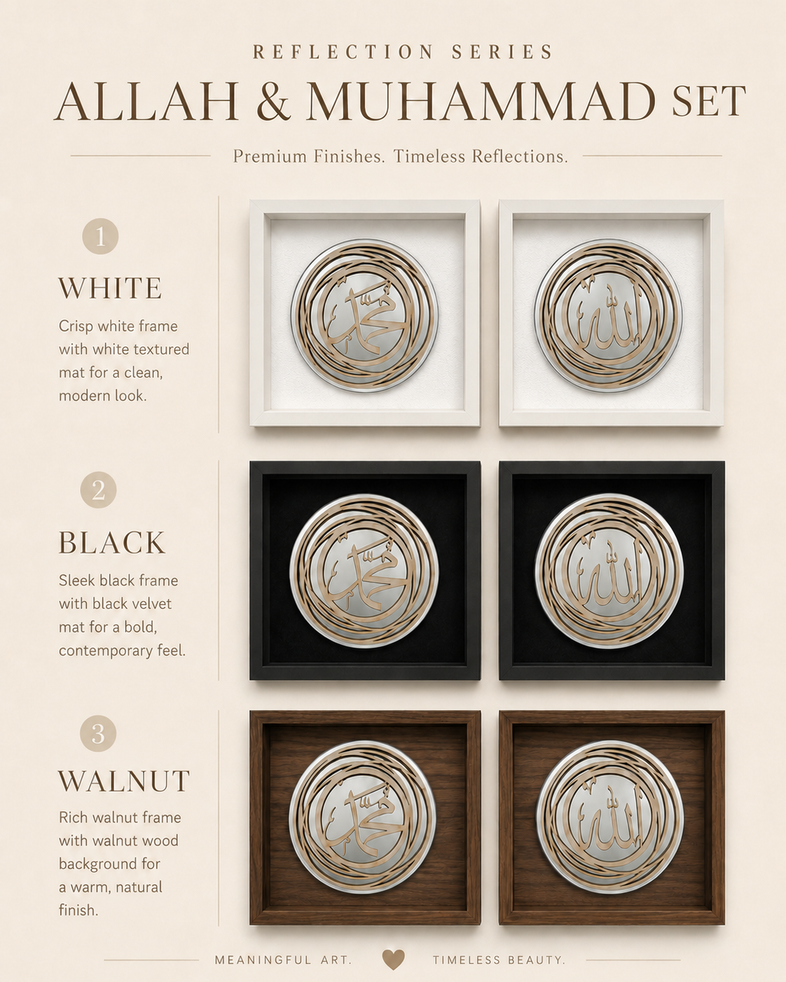 Muhammad (ﷺ) Reflection Shadow box - White